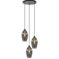 Store Straluma Hanglamp Lukaro 3-L antiek brons + smoke glas