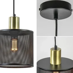 Clearance Straluma Hanglamp mat zwarte kap cilinder met goud