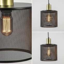 Clearance Straluma Hanglamp mat zwarte kap cilinder met goud
