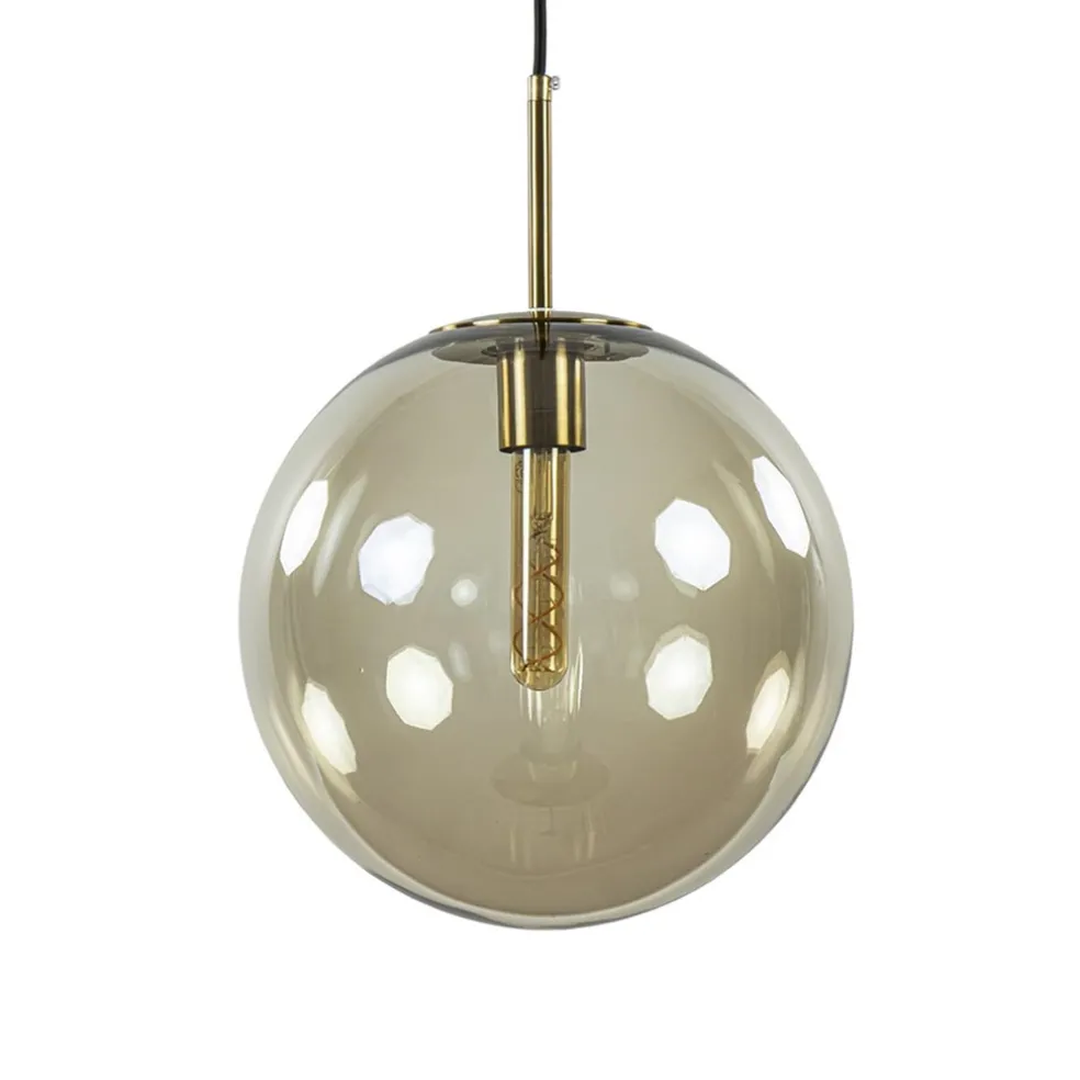 Shop Straluma Hanglamp Medina satin gold/amber glas 30cm