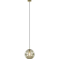 Shop Straluma Hanglamp Medina satin gold/amber glas 30cm