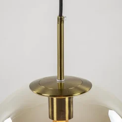 Shop Straluma Hanglamp Medina satin gold/amber glas 30cm