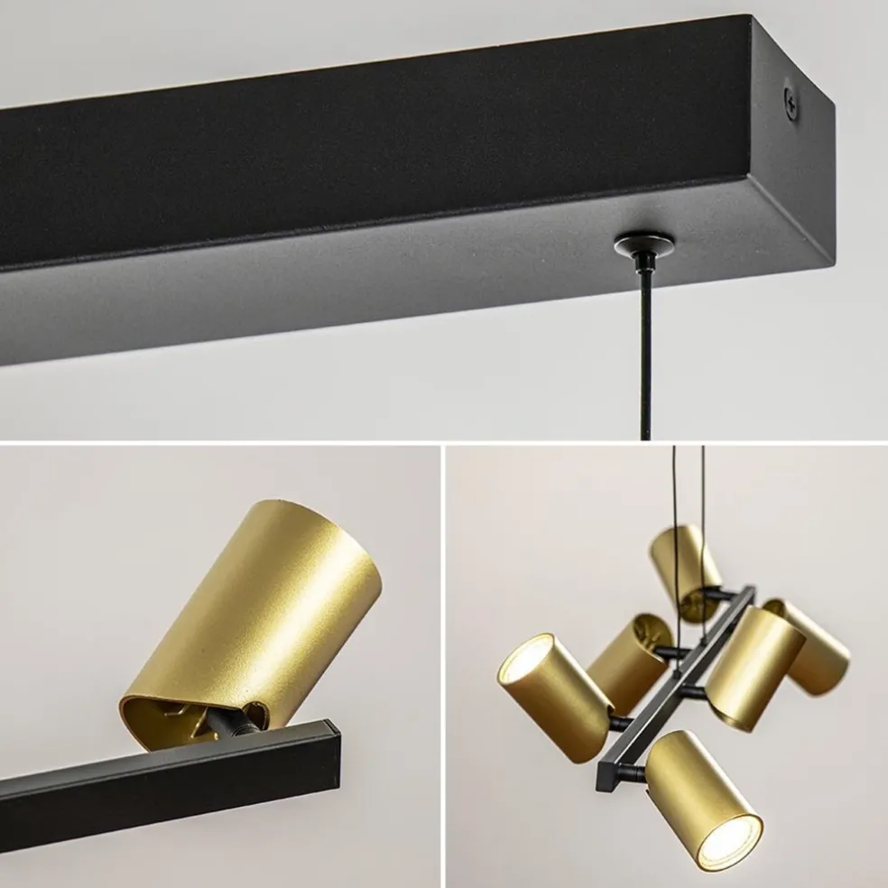 Best Straluma Hanglamp met spots 6-lichts zwart/goud