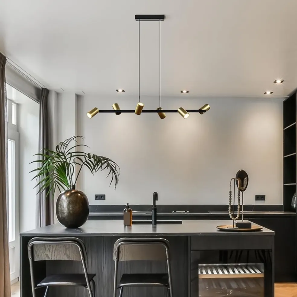 Best Straluma Hanglamp met spots 6-lichts zwart/goud