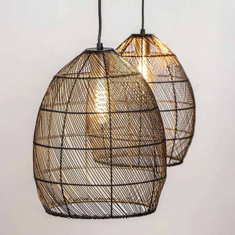 Flash Sale Straluma Hanglamp Meya 2-lichts zwart/goud met balk