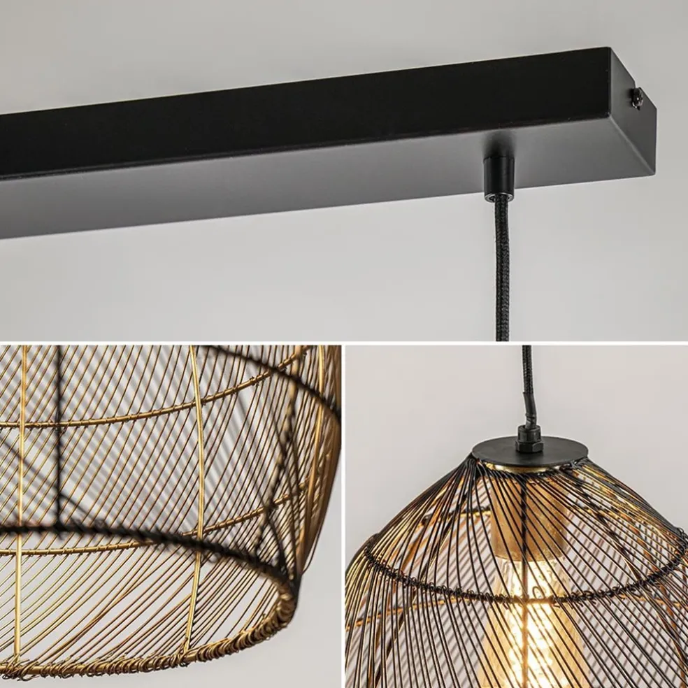Flash Sale Straluma Hanglamp Meya 2-lichts zwart/goud met balk