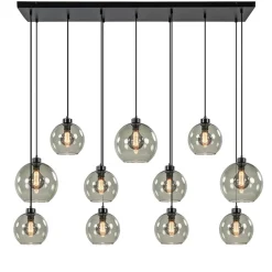 Clearance Straluma Hanglamp multipendel 11-L zwart smoke glas 20+25cm