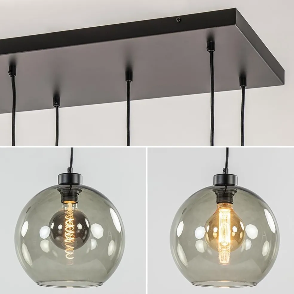 Clearance Straluma Hanglamp multipendel 11-L zwart smoke glas 20+25cm