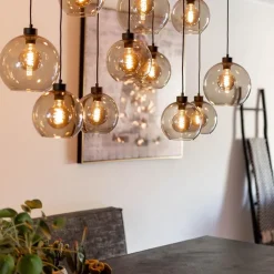 Clearance Straluma Hanglamp multipendel 11-L zwart smoke glas 20+25cm