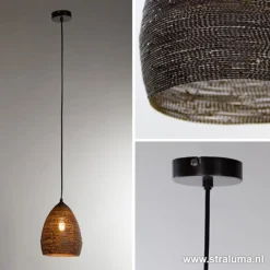Cheap Straluma Hanglamp Nayla zwart/matgoud