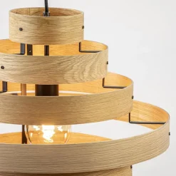 New Straluma Hanglamp Oaknut hout 7 ringen