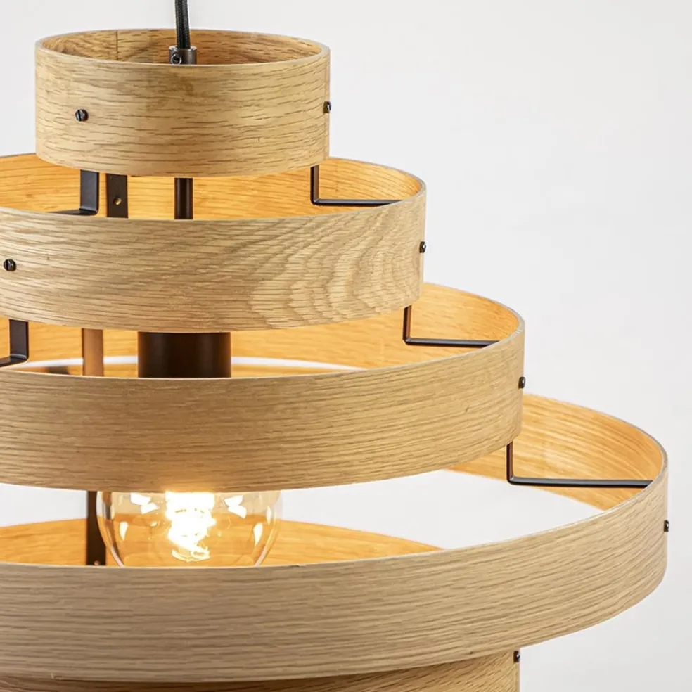 New Straluma Hanglamp Oaknut hout 7 ringen