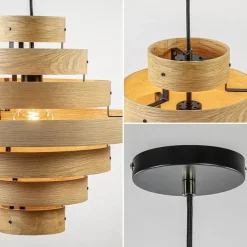 New Straluma Hanglamp Oaknut hout 7 ringen