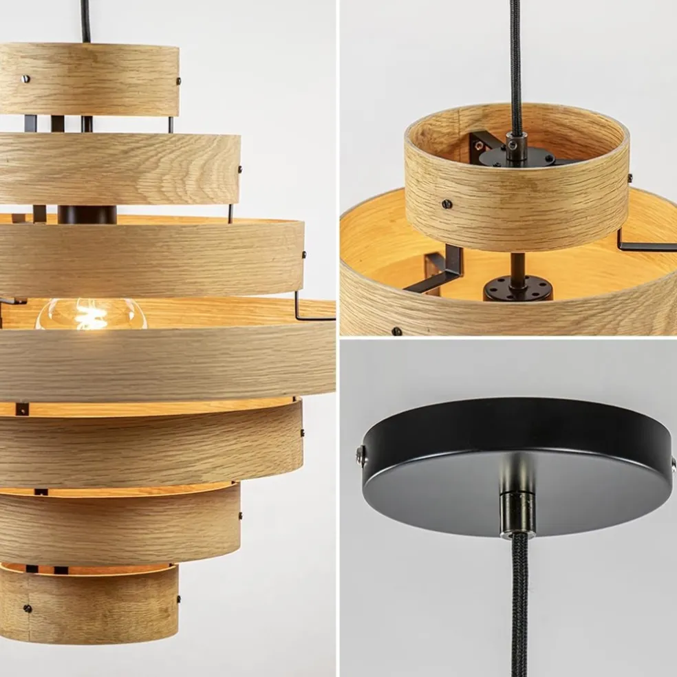 New Straluma Hanglamp Oaknut hout 7 ringen