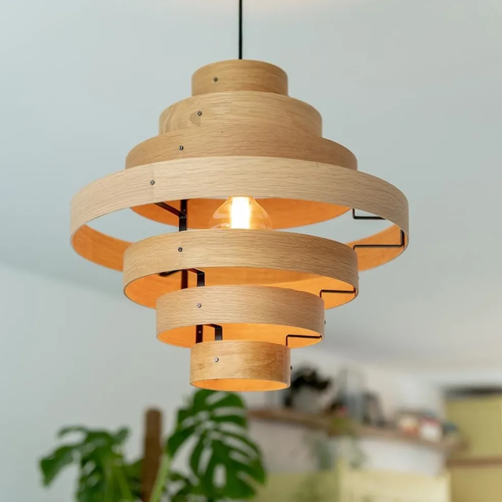New Straluma Hanglamp Oaknut hout 7 ringen