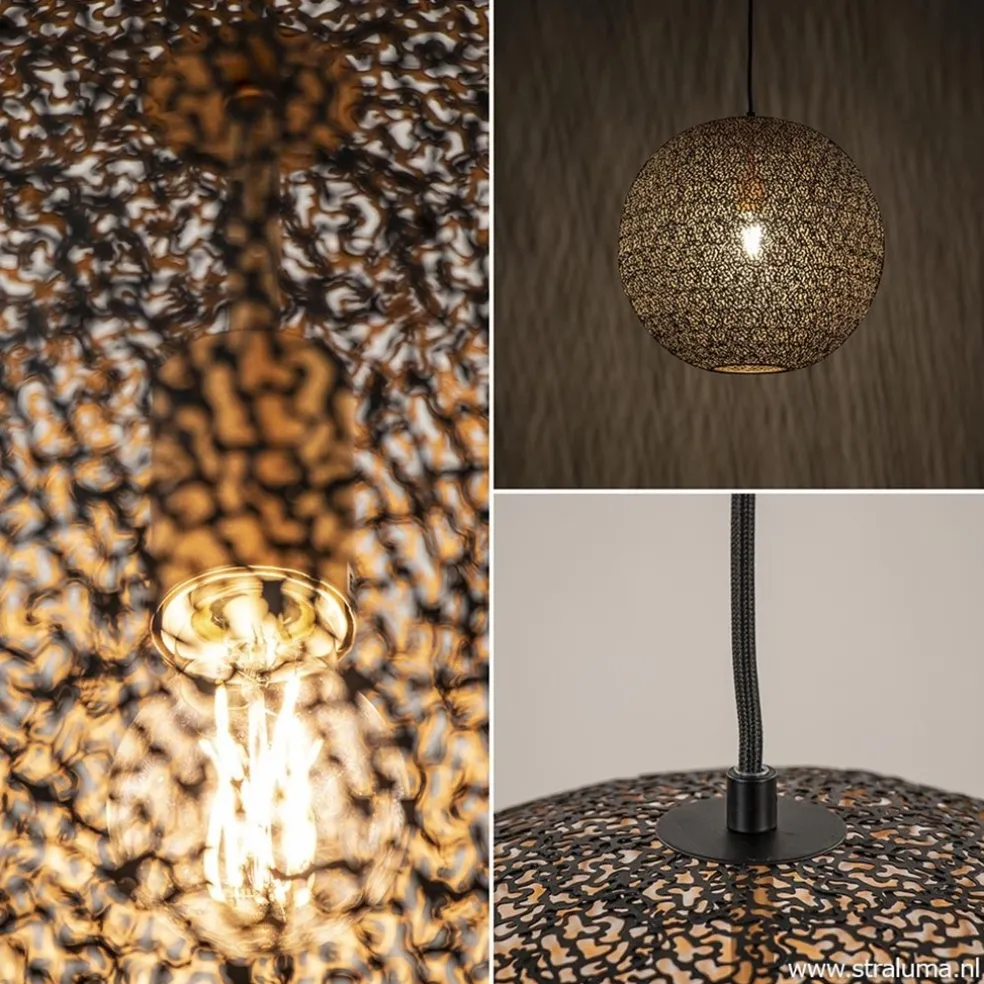 Sale Straluma Hanglamp Oronero bol zwart/goud 40cm