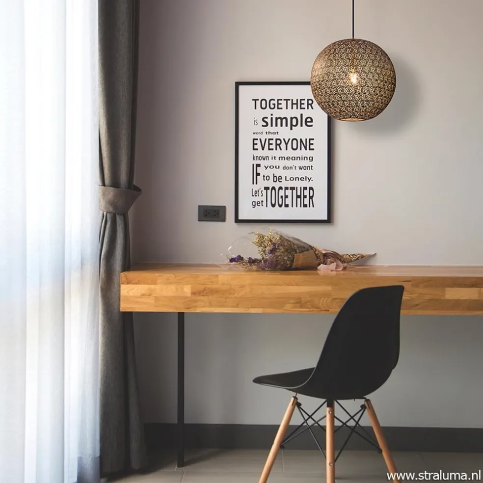 Sale Straluma Hanglamp Oronero bol zwart/goud 40cm