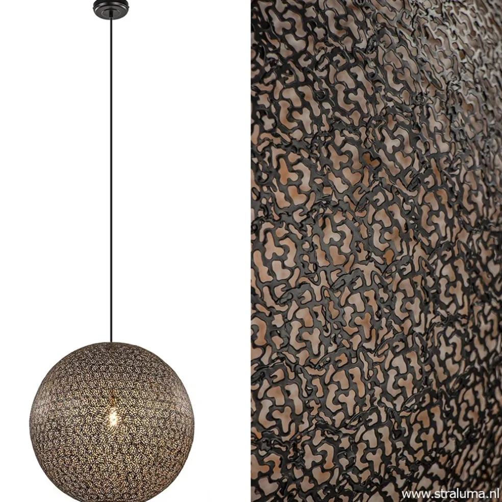 Shop Straluma Hanglamp Oronero bol zwart/goud 60cm