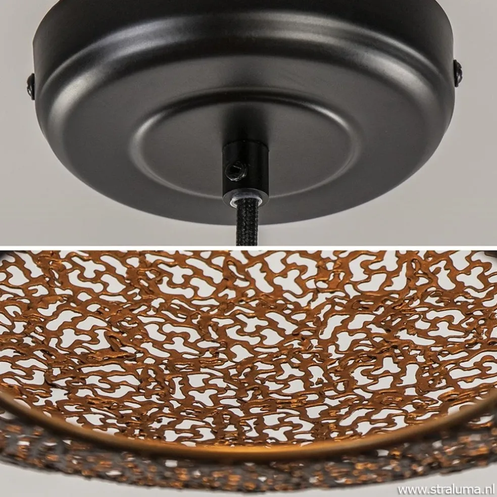 Shop Straluma Hanglamp Oronero bol zwart/goud 60cm
