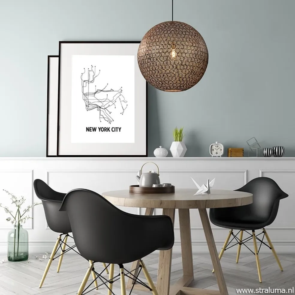Shop Straluma Hanglamp Oronero bol zwart/goud 60cm