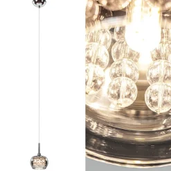 Hot Straluma Hanglamp Pearl klein chroom + smoke glas