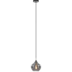 Fashion Straluma Hanglamp Rakel 20cm antiek brass+smoke glas
