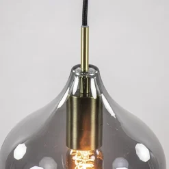 Fashion Straluma Hanglamp Rakel 20cm antiek brass+smoke glas