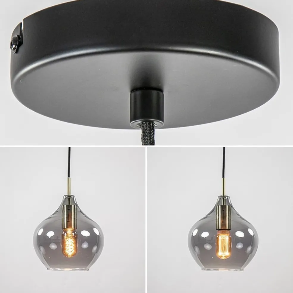 Fashion Straluma Hanglamp Rakel 20cm antiek brass+smoke glas