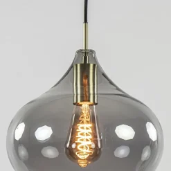 Outlet Straluma Hanglamp Rakel 27cm antiek brass+smoke glas