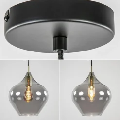 Outlet Straluma Hanglamp Rakel 27cm antiek brass+smoke glas