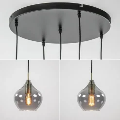 Cheap Straluma Hanglamp Rakel 5L rond antiek brass + smoke glas