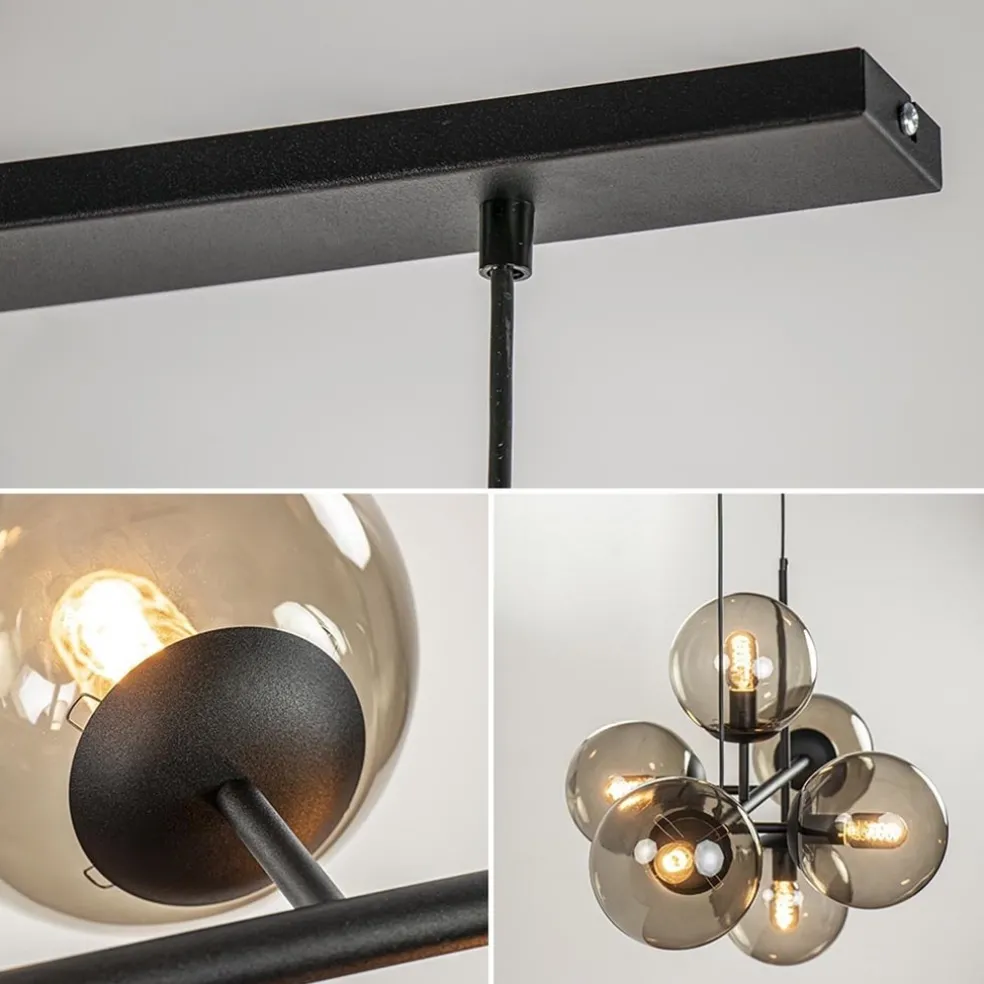 Hot Straluma Hanglamp Random bol 6L zwart met smoke glas