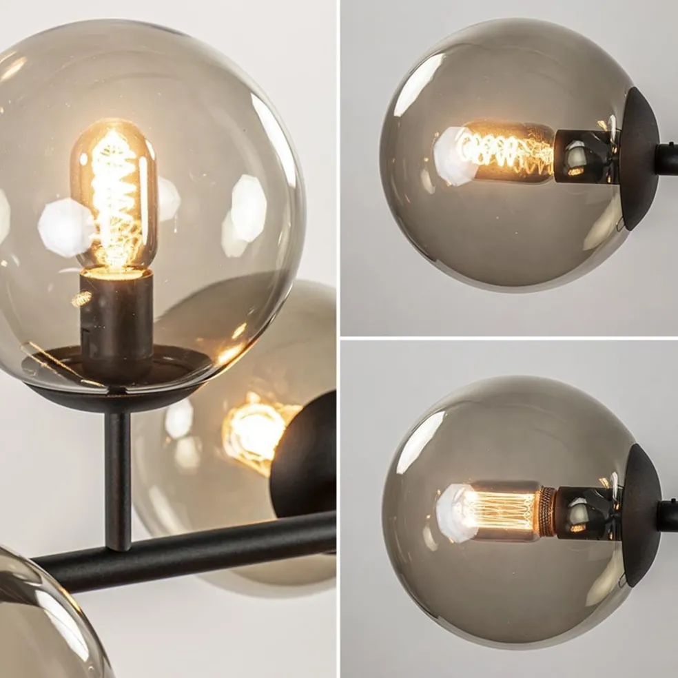 Hot Straluma Hanglamp Random bol 6L zwart met smoke glas