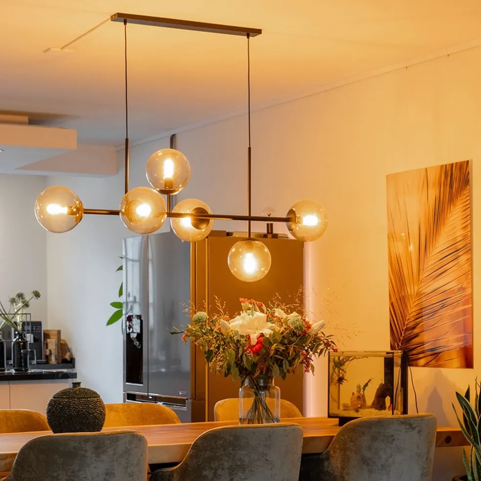Hot Straluma Hanglamp Random bol 6L zwart met smoke glas