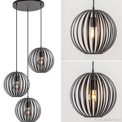 Cheap Straluma Hanglamp rond 3-lichts bollen zwart