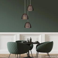Best Sale Straluma Hanglamp rond 3-lichts zwart draad/glas