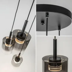 Sale Straluma Hanglamp Salerno 3L zwart/gradient smoke