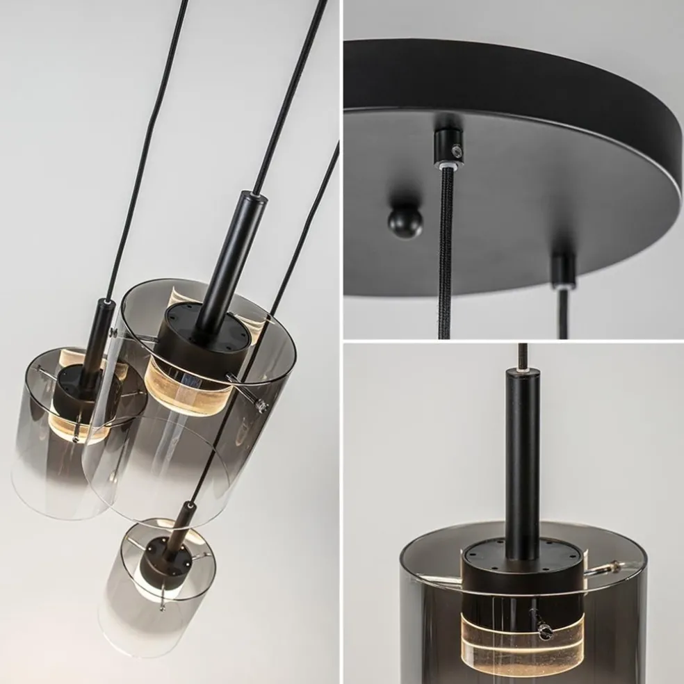 Sale Straluma Hanglamp Salerno 3L zwart/gradient smoke