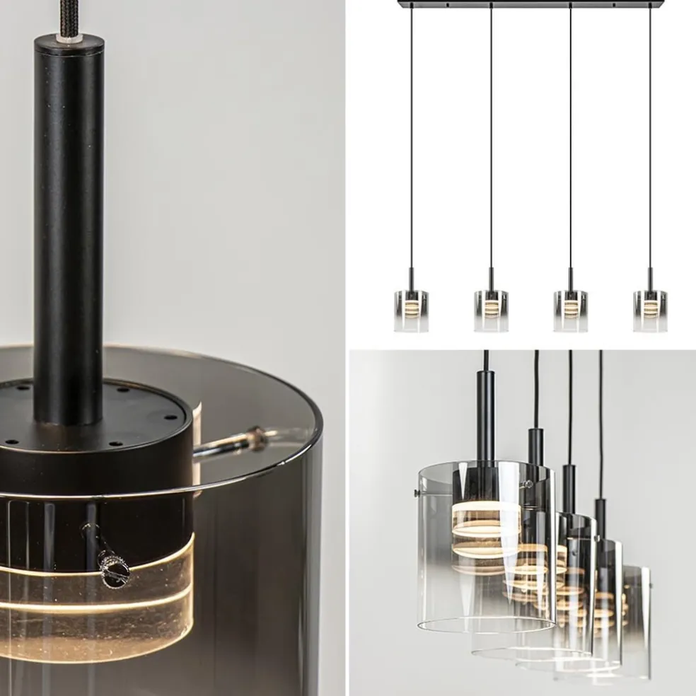 Outlet Straluma Hanglamp Salerno 4L zwart/gradient smoke