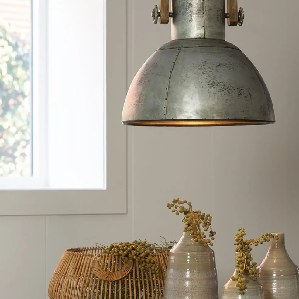 Sale Straluma Hanglamp Shelly industrieel zink/hout