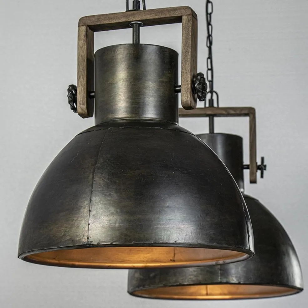 Sale Straluma Hanglamp Shelly 2-lichts brons/hout
