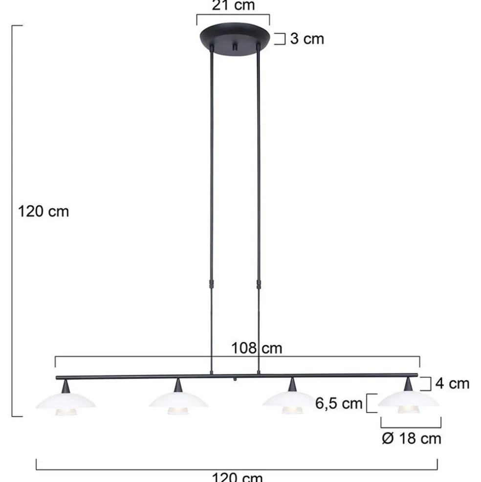 Sale Straluma Hanglamp Sovereign 4l zwart met dimmer