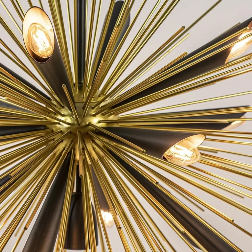 Cheap Straluma Hanglamp Springfield rond zwart/goud sprieten