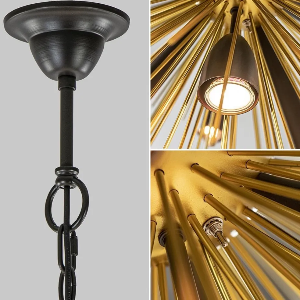 Cheap Straluma Hanglamp Springfield rond zwart/goud sprieten