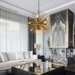 Cheap Straluma Hanglamp Springfield rond zwart/goud sprieten