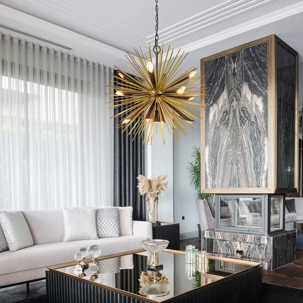Cheap Straluma Hanglamp Springfield rond zwart/goud sprieten