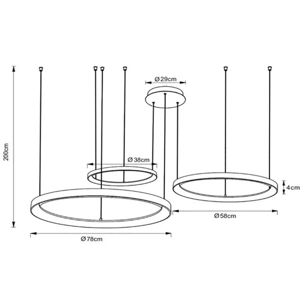 Hot Straluma Hanglamp Vidal 3 ringen zwart