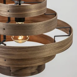 Sale Straluma Hanglamp Walnut 6-ringen hout/zwart