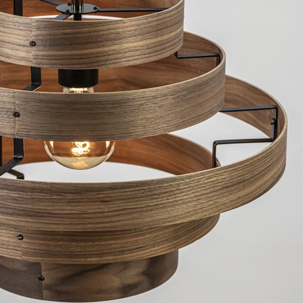 Sale Straluma Hanglamp Walnut 6-ringen hout/zwart