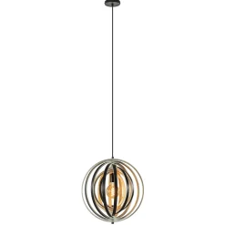 Best Straluma Hanglamp Woody 44 zwart/naturel hout